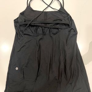 Lululemon black drape back tank with built in lightweight support. Size 10